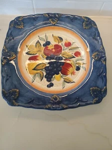 Plato de cerámica cuadrado de 16" certificado internacional fruta toscana Pamela Gladding - Imagen 1 de 5
