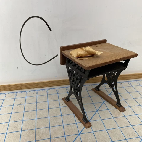 Vintage Doll School Desk Wood And Plastic legs 5.5” Tall Cover
