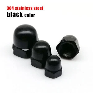 1/10pc M3-M12 Black 304 Stainless Steel Hex Acorn Cap Decorative Cover Dome Nut - Picture 1 of 6