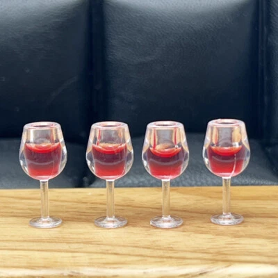 4PC 1:12 Scale Dollhouse Miniatures TinyDrinks Wine Wine Cups Pub Bar Party Kit - Image 1 of 2