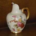 1918 Royal Worcester Hand Painted Ivory Ground Jug Decorated with Summer Flowers