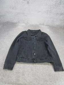 Brandy Melville Jacket Womens Medium Washed Black Denim Trucker - Picture 1 of 8