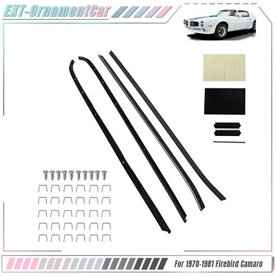 Moldings Window Sweep Weatherstrips 4Pcs Chrome For Firebird Camaro 1970-1981 Foto 1 de 4
