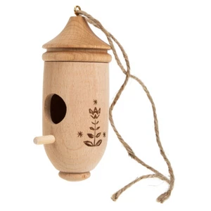 Outside Hanging Bird House Hut Cage Pet Garden Bird House Hanging Wooden House - Picture 1 of 12