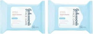 2 pack Johnson's Face Care Makeup Moisturizing Wipes, Pack of 50 Wipes - Picture 1 of 4