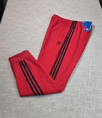 Adidas Superstar Track Pants XL Mens Scarlet Red Black Slim Fit Straight Leg - Image 1 of 4