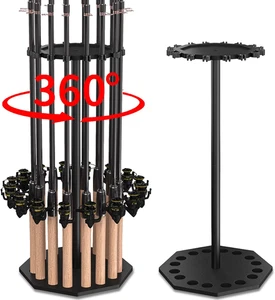 Angelrutenhalter Holz, hält bis zu 16 Ruten oder Combos, 360° Spinnangeln Po - Bild 1 von 12