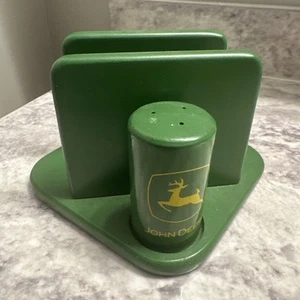 John Deere Wooden Napkin Holder + Salt And Pepper Shaker Holder - Picture 1 of 5