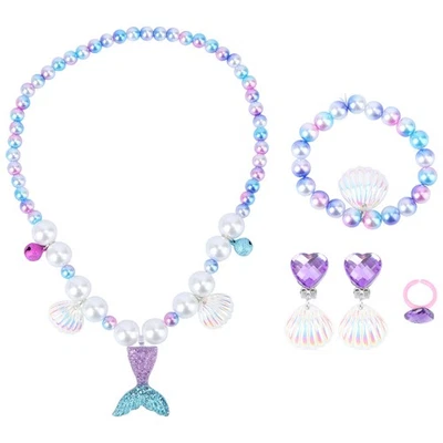  Meerjungfrau Schmuck Set Meerjungfrauen Kinder Halskette Halsketten - Bild 1 von 4