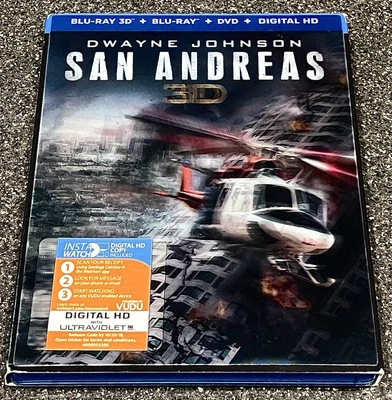 San Andreas 3D Blu-Ray/Blu-Ray/DVD Set w/ Lenticular Slipcover (2015) - TESTED!! - Image 1 of 4