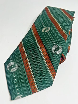 Corbata de cuello vintage Town Craft verde blanco y naranja con estampado diagonal para hombre Foto 1 de 3