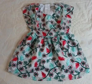 Abito a conchiglia foderato con ricamo multicolore originale per bambini di Osh Kosh taglia 2T - Foto 1 di 10