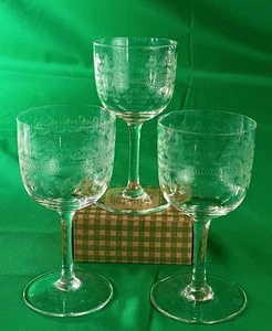 Fostoria Cordial Glasses – Needle Etched Vintage Crystal, Set of 3, 4⅜” Elegant - Picture 1 of 8