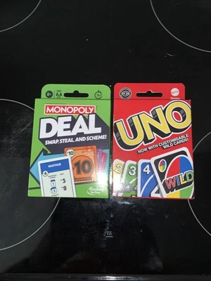Uno and Monopoly Deal Card Travel Games New And Sealed - Image 1 of 2