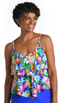 Maxine of Hollywood Хула праздник цветочный гавайский двухъярусный танкини верхний 8 плавать - Изображение 1 из 4