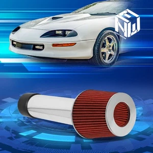 Kit de admisión de aire Ram corta de aluminio para 93-97 Camaro/Firebird 3,5" OD con filtro rojo - Imagen 1 de 6