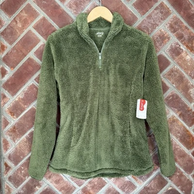 NUEVO CON ETIQUETAS BCG Mujer Verde Polar Pullover 1/4 Cremallera Pequeña Chaqueta Prenda para el torso Correr Invierno Foto 1 de 4
