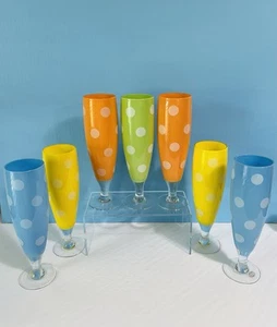 VTG Home Essentials & Beyond 7 Piece Set~ Polka Dotted Champagne Glasses - Picture 1 of 11