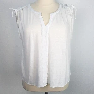 Lucky Brand Women's T-shirt 3X White Sleeveless V-Neck Summer Boho Relaxed AS IS - Picture 1 of 10