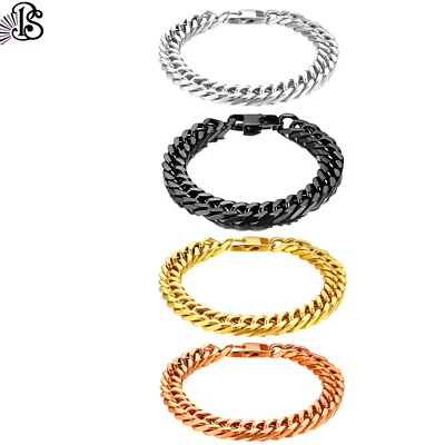 Brazalete de cadena cubana de acero inoxidable de 8 pulgadas para hombre y mujer de 10 mm Foto 1 de 4
