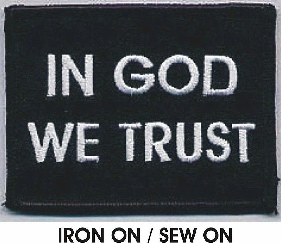In God We Trust Christian Biker Black White Iron on Sew on Embroidered Patch - Image 1 of 1