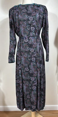 Vintage Dress Modest Paisley Multicolor Rayon long sleeve, J.H. Paul Made In USA - Image 1 of 4
