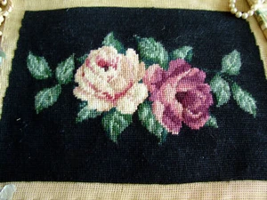 Elegant Beautiful Victorian White Purple Roses Completed Needlepoint Canvas - Picture 1 of 3