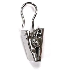 24 X Rod Ring Curtain Drape Sprung Clips &Amp; Hook Chrome Plated Steel | Onesto - Picture 1 of 1
