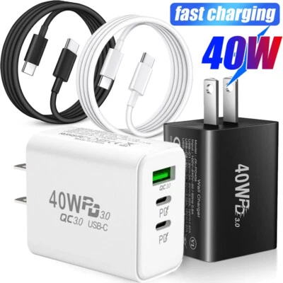 Enchufe de pared multipuerto tipo C carga rápida 40W para Samsung S23 S22Ultra Note20 S10 Foto 1 de 4