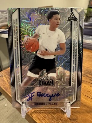 2021-22 Leaf Metal Basketball Silver Mojo Johnuel Fland Top Prospect RC Auto - Image 1 of 2