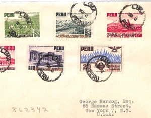 PERU Air Mail 1951 Set{9} Cover 20s High Value Lima USA {samwells-covers}MJ141 - Picture 1 of 14