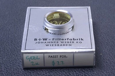 ✅ B & W SCHNEIDER YELLOW 22MM FILTER GENUINE LENS OR CAMERA PUSH ON W/ BOX 102-2 - Image 1 of 2
