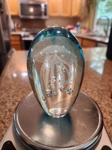  Jellyfish Paperweight Art Glass 4 3/4” Blue Hue - Picture 1 of 7