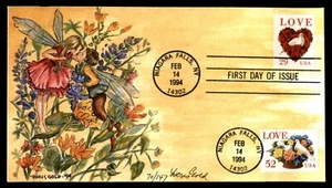 MayfairStamps US FDC 1994 New York LOVE Red Roses & Dove Doris Gold First Day Co - Picture 1 of 2