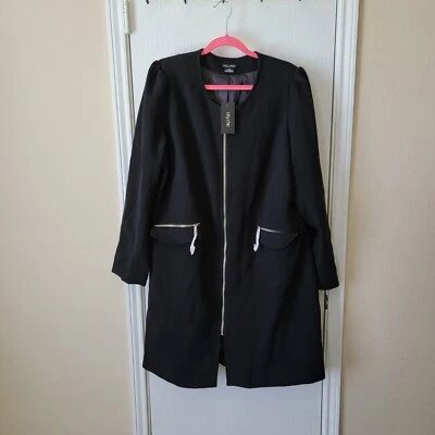 Abrigo City Chic Cremallera Completa 18 Nuevo con Etiquetas Negro Foto 1 de 4