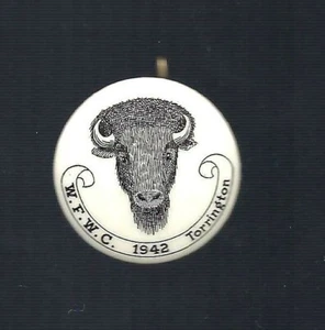 1942 W.F.W.C. TORRINGTON - BUFFALO IMAGE FRATERNAL EVENT BUTTON - Picture 1 of 1