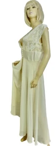 NWT $68 Cabernet Bridal Negligee Peignoir X-LARGE XL Cream Chiffon Lace & Satin - Picture 1 of 11