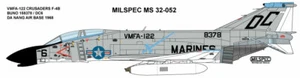 CAM DECALS (AKA) MILSPEC, MS 32-052, 1/32 SCALE, F-4B, VMFA-122 CRUSADERS, 1968 - Bild 1 von 8