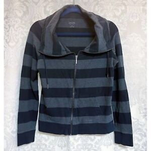 Calvin Klein Performance Black & Gray Striped Full Zip Jacket Size S GUC Pocket