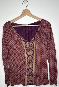 Vintage Lucky Brand Henley Top Women Small Floral Y2K Boho Fairy Grunge Peasant - Picture 1 of 8