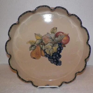 13"Pie-Quiche-Chips Dish Taupe-Green Stoneware U.S.A. Oven-Micro-Dishwasher Safe - Picture 1 of 5