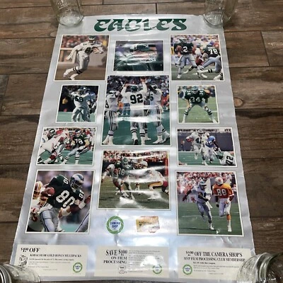 Póster Kodak 1989 vintage de los Philadelphia Eagles de la NFL extremadamente raro 22x33 Foto 1 de 4