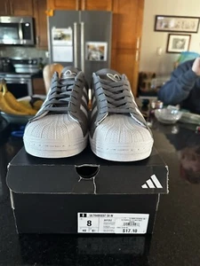 Size 10.5 - Grey And White Adidas Superstar - Picture 1 of 8