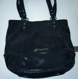 B. MAKOWSKY Shiny Black Soft Lizard Snake Print Tote EUC Hobo Shoulder Bag - Picture 1 of 10