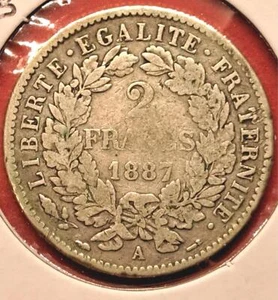 🔹 1887-A Francia 2 Franchi - Terza Repubblica - 83,5% Argento - SPEDIZIONE GRATUITA🔹 (9,13) - Foto 1 di 2