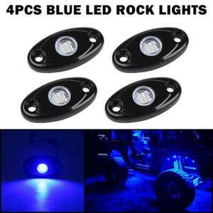 4Pcs Blue LED Rock Lights Underbody Wheel Offroad Pickup SUV ATV UTV Boat 4WD US - Picture 1 of 11