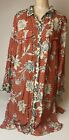 Womens 1X floral button up tunic Shirt top side slits viscose Jessica Simpson