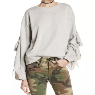 NEW Romeo & Juliet Couture | Ruffle Tie Pullover Sweatshirt NWT $155 Size S - Image 1 of 4