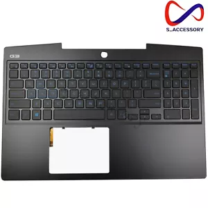 New Dell G3 15 3590 15.6" Upper Palmrest Case Keyboard Blue Backlit 05DC76 US - Afbeelding 1 van 6
