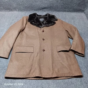 Vintage JCPenney Towncraft Wool Car Coat Lined Size 46 Long Brown Heavyweight - Picture 1 of 7